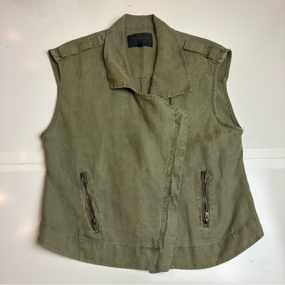 Sanctuary Olive Green Linen Sleeveless Vest | Resort Utility | M